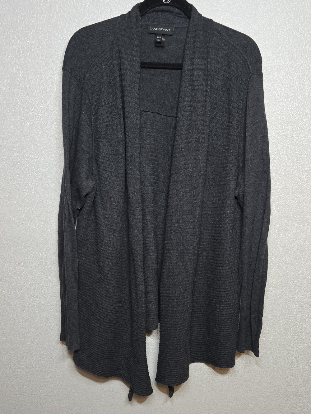 Lane Bryant Charcoal Gray Open-Front Knit Cardigan